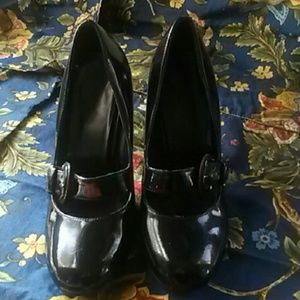 Black Patent Stiletto Mary Jane Heels